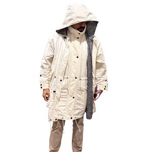 Vintage HEAD Sports Wear‎ Parka Jacket White Hood Double Long Pockets Logo Ski